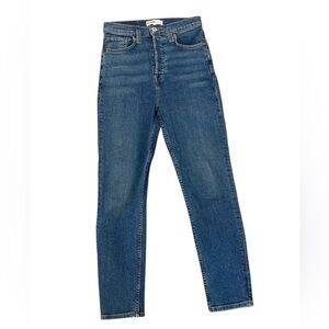 Re/Done High Rise Straight Leg Medium Fade Wash Jeans